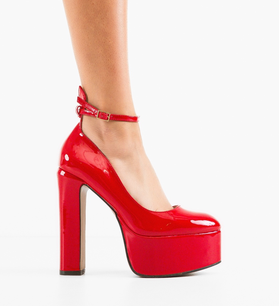 Pantofi Rosii cu Toc Eleganti Azhaah - imagine 6