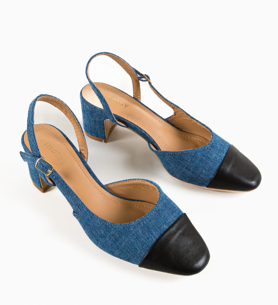 Pantofi Hauka Albastri Eleganți cu Toc - imagine 8