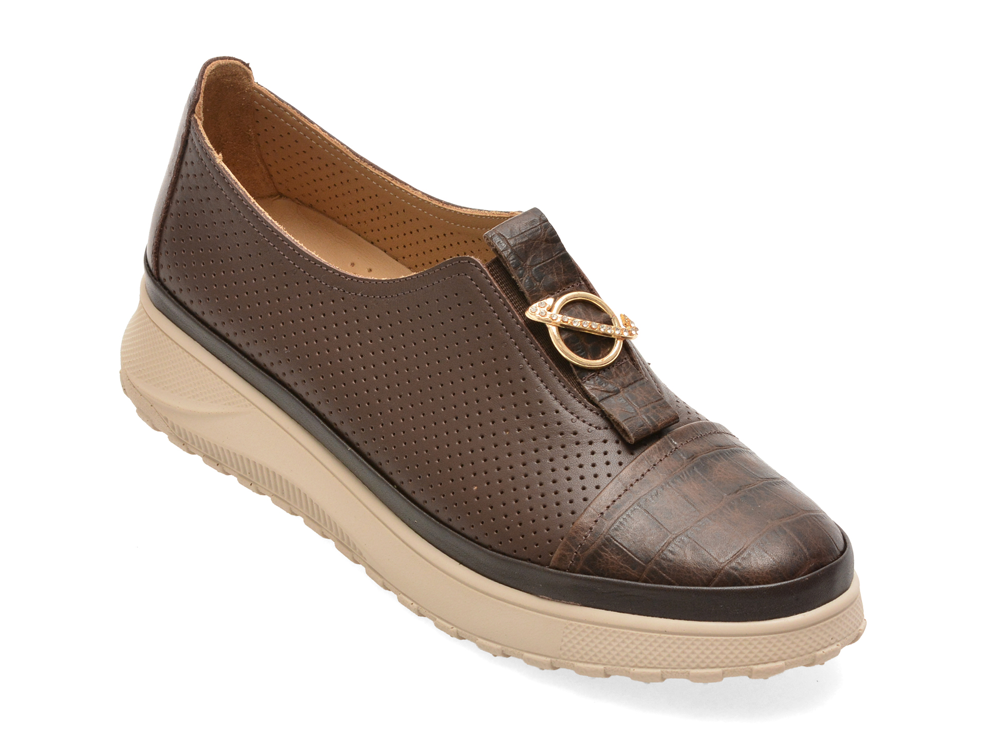 Pantofi IMAGE Maro Piele Naturală | Casual și Confortabili