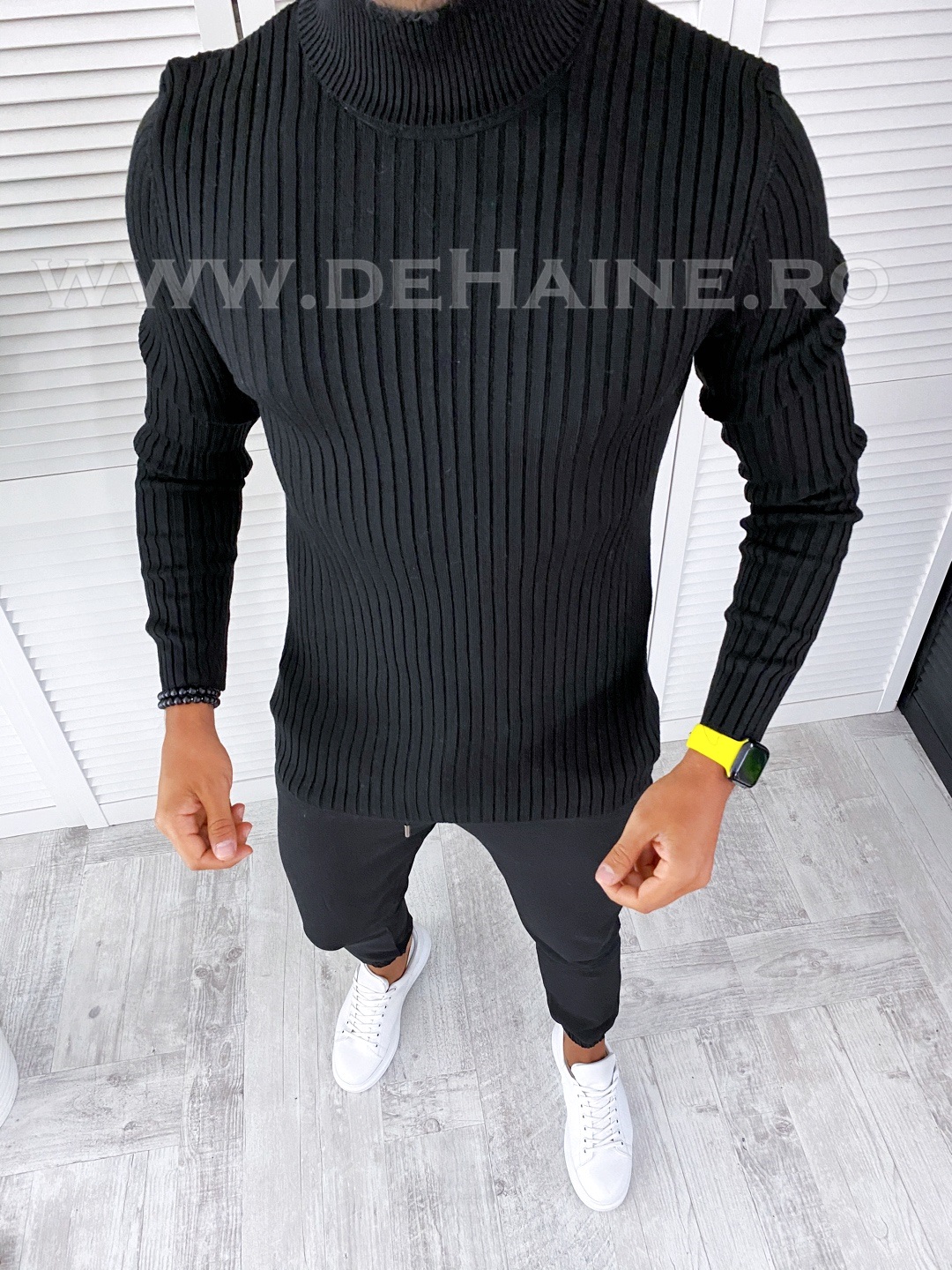 Helanca Barbati Slim Fit Neagra Eleganta