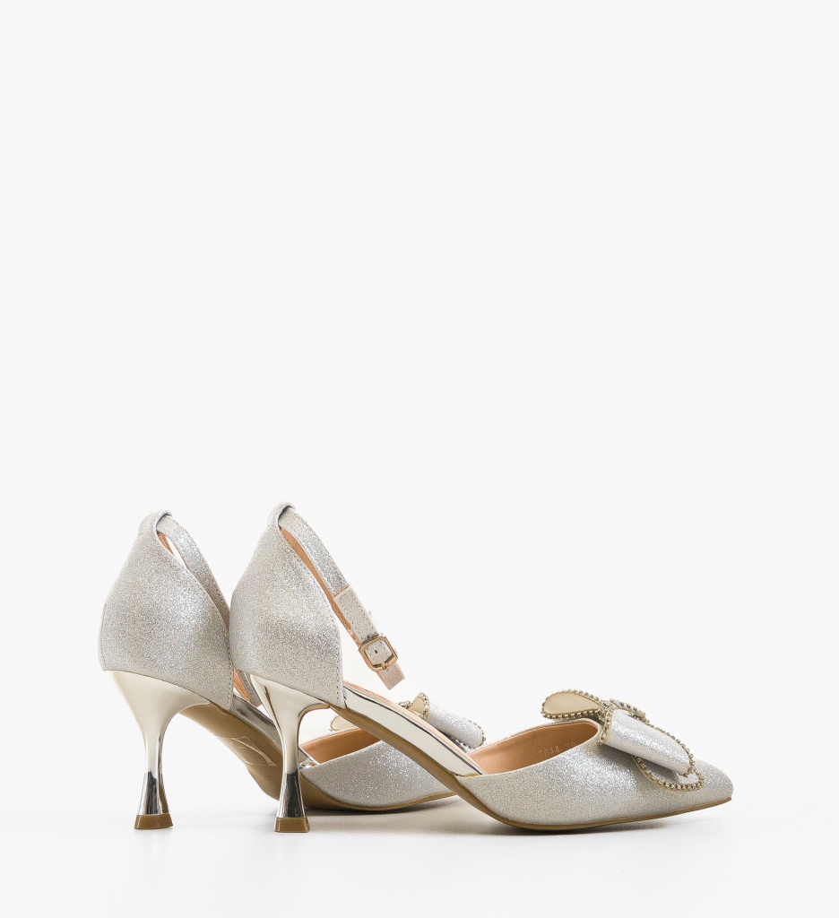 Pantofi Dama Argintii cu Toc Eleganți Myrelam - imagine 2