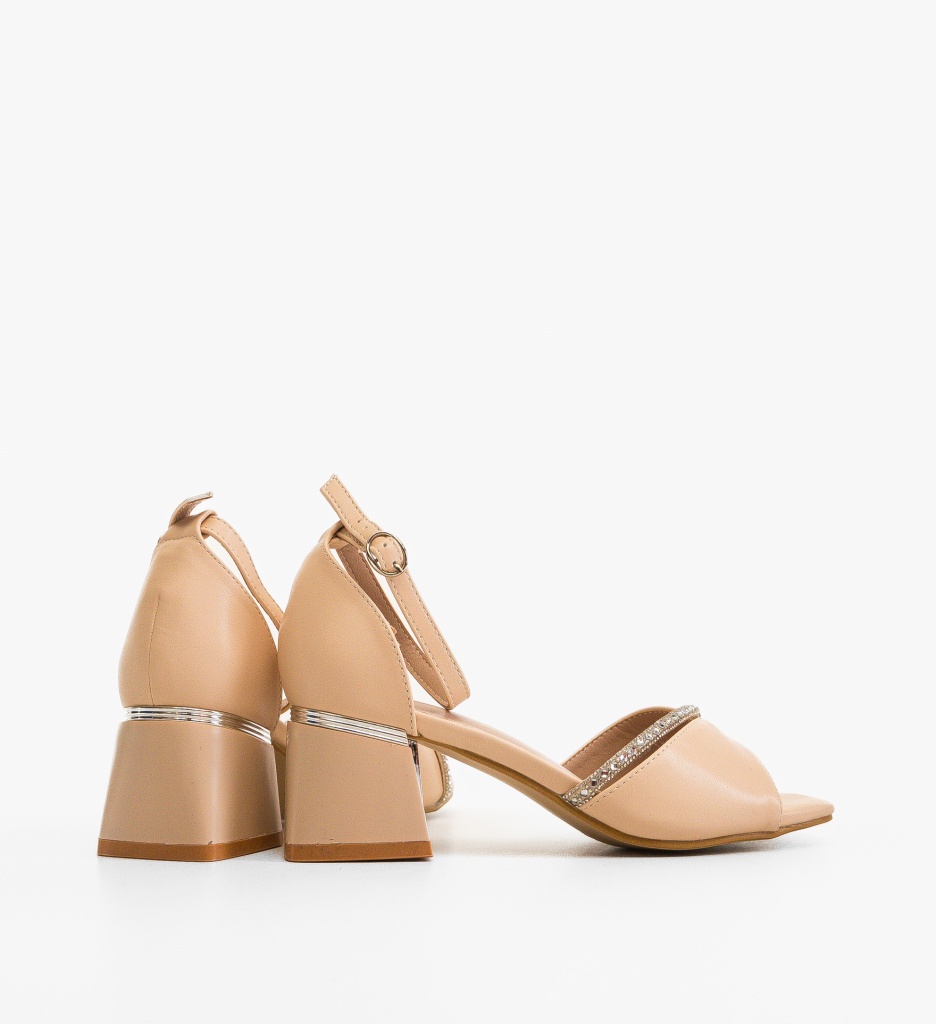 Sandale Dama Susanne Bej cu Toc Elegante - imagine 3