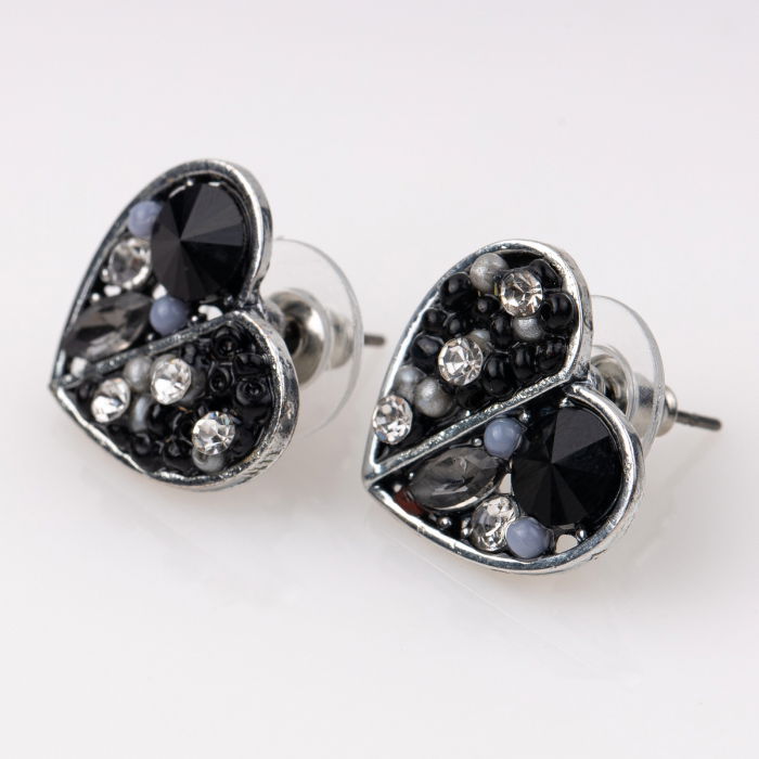 Cercei Inimi Negre Shopika - Eleganță Metalică