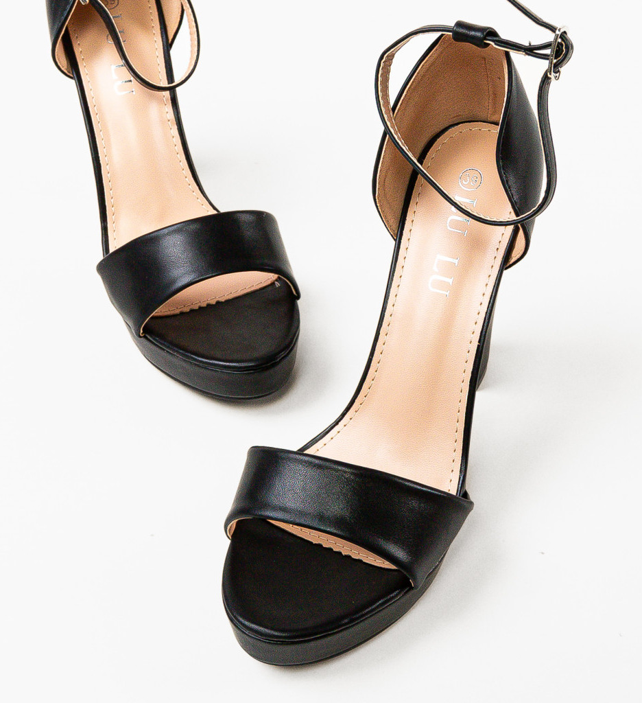 Sandale Franopo Negre cu Toc Elegant - imagine 5