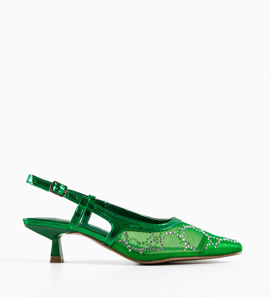 Pantofi Pete Verzi Eleganți cu Toc - Design Modern - imagine 4