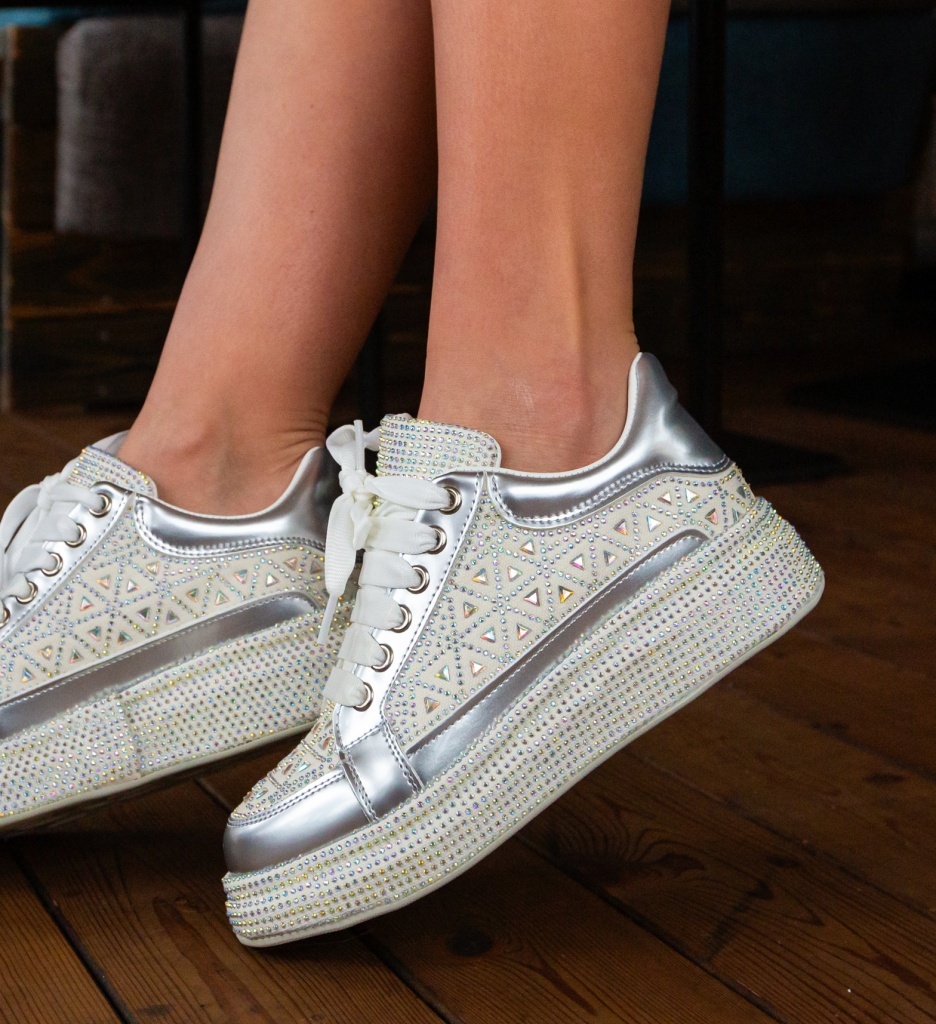 Sneakers Dama Trente Argintii | Sport & Eleganta - imagine 2