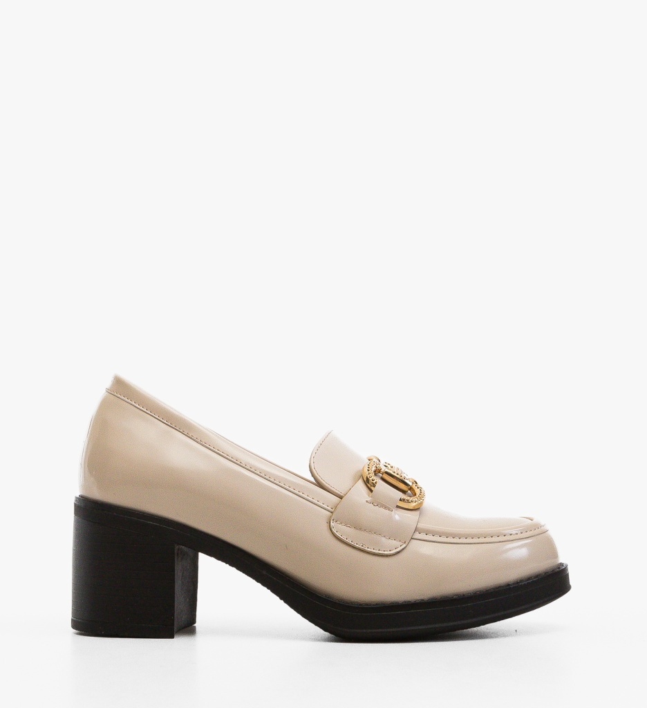 Pantofi dama Oander Bej eleganți cu toc - imagine 6