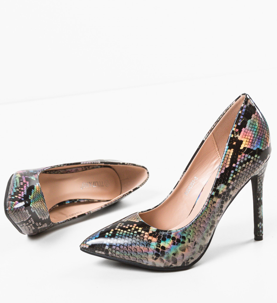 Pantofi Dama Argintii cu Toc Eleganti - imagine 6