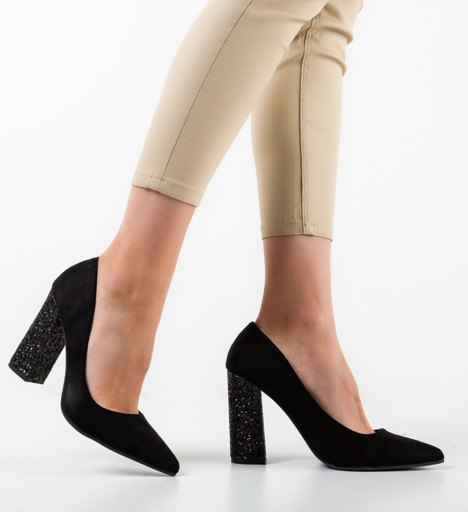 Pantofi Clarke Negri Eleganți cu Toc - imagine 3