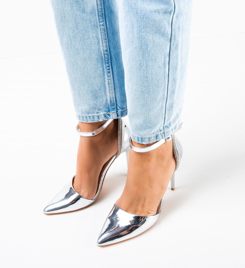 Pantofi cu Toc Eleganti Argintii | Orden - imagine 3