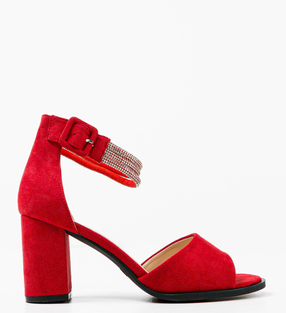 Sandale Dama Bosnian Rosii cu Toc Elegant - imagine 2