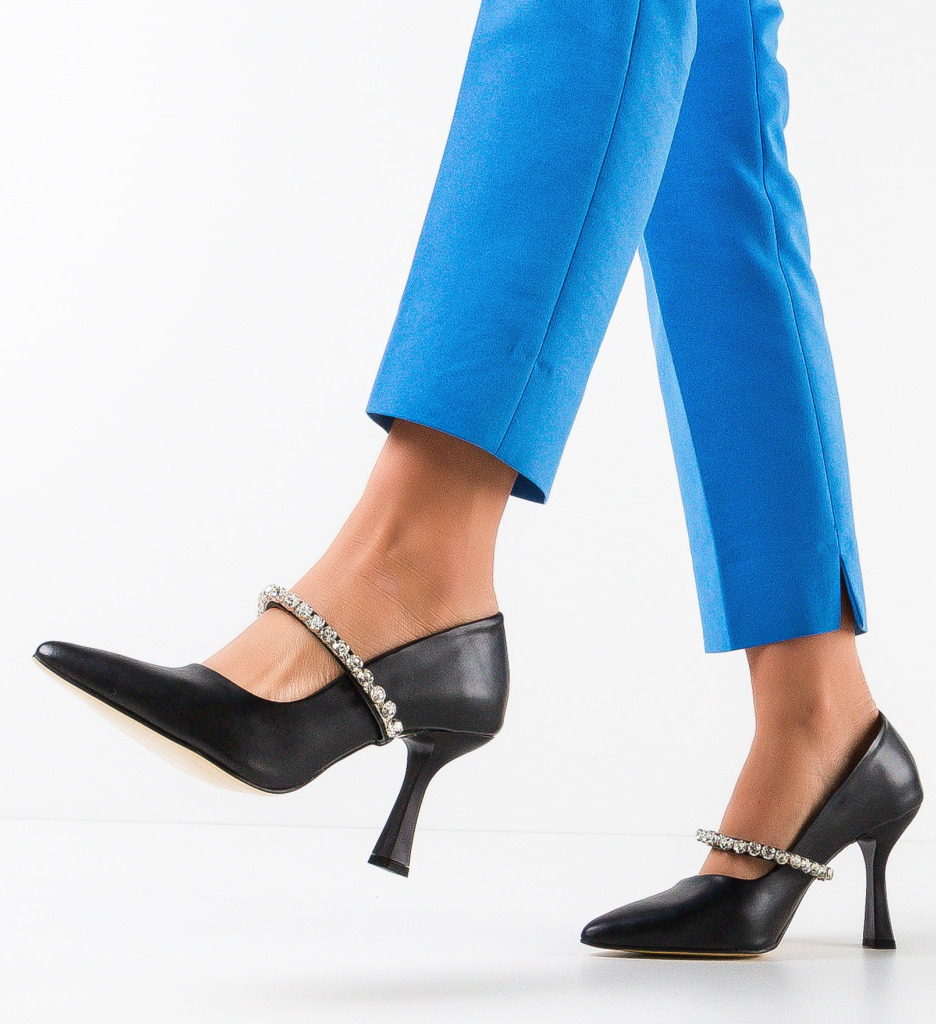 Pantofi Dama Gaviro Negri cu Toc Eleganți - imagine 3