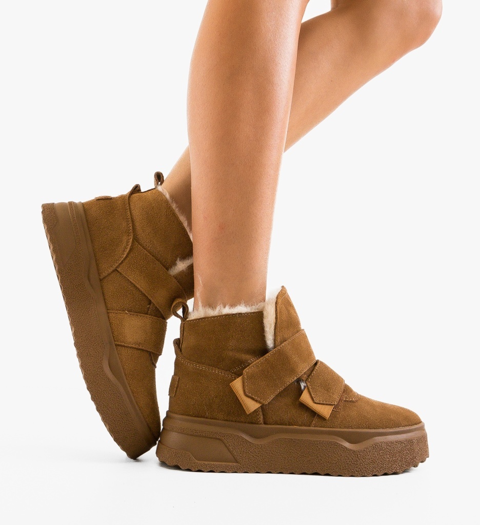 Ghete Dama Patreg Camel - Eleganță și Stil - imagine 3