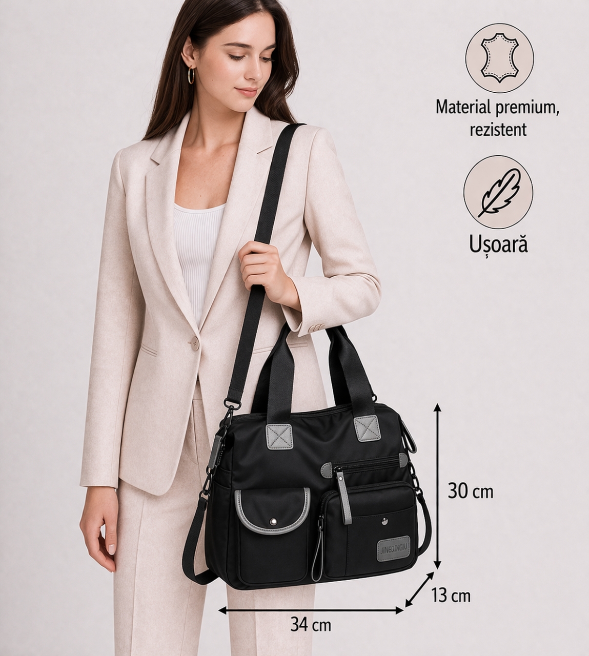 Geanta Dama Delis Calyx GT2597, Impermeabila, Negru - imagine 2