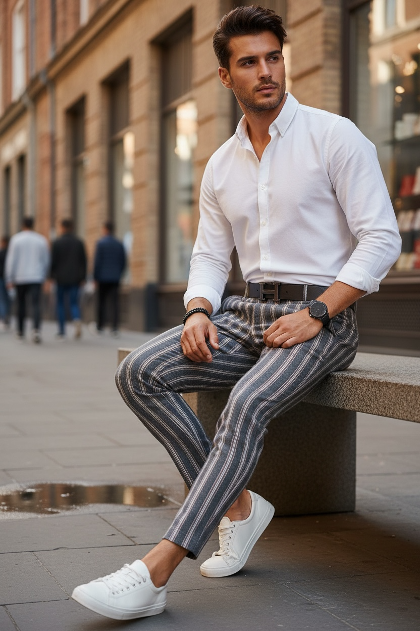 Pantaloni Barbati Casual Regular Fit Dungi - imagine 2