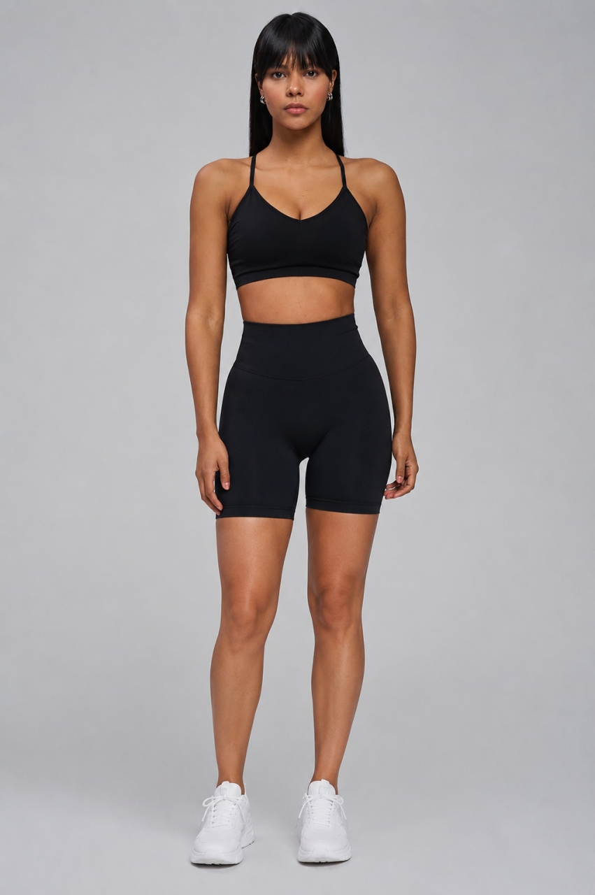 Pantaloni Scurți Sport Seamless Push-Up Marquise, Negru - imagine 2