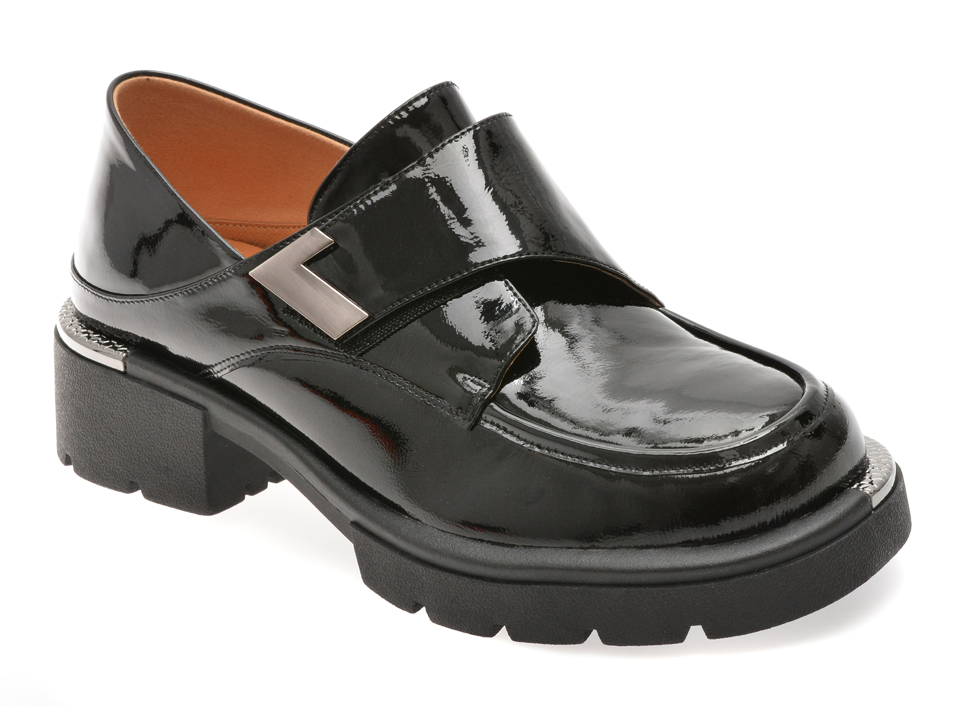 Mocasini GRYXX Negri Piele Lacuită Eleganți