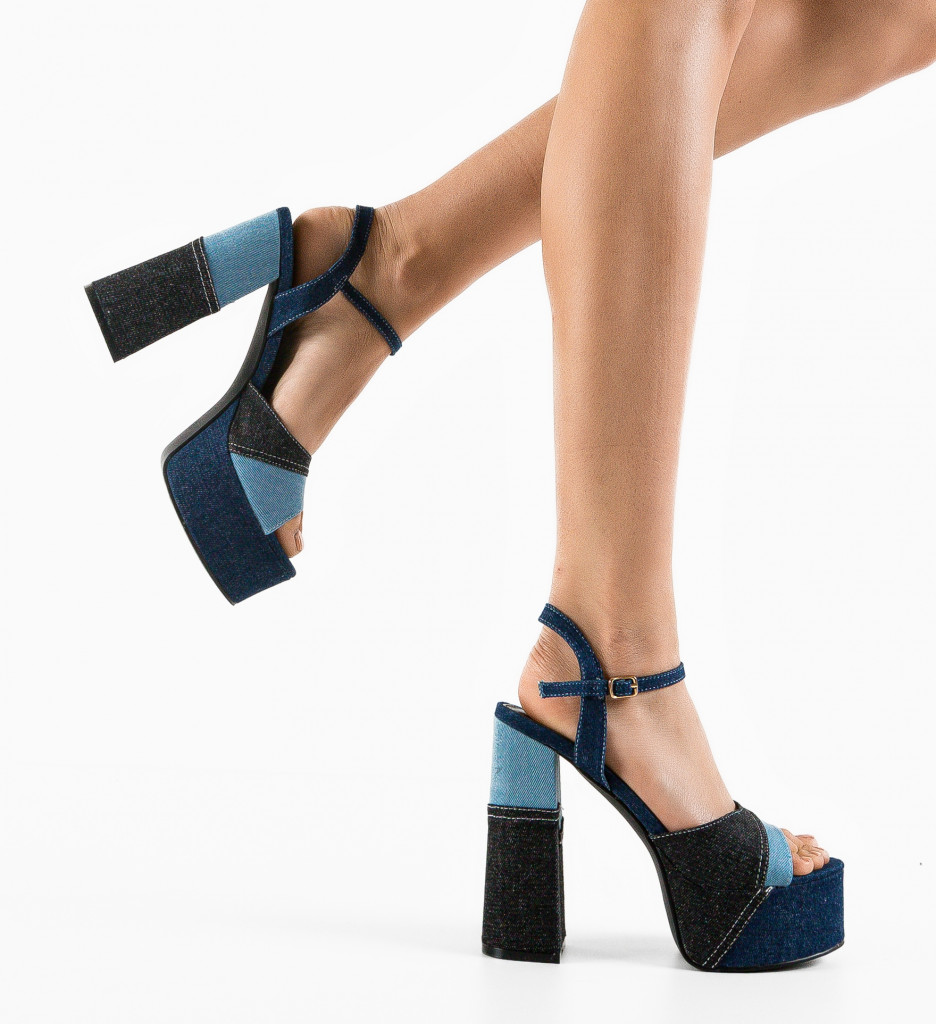 Sandale Myrat Bleumarin cu Toc Elegant - imagine 2