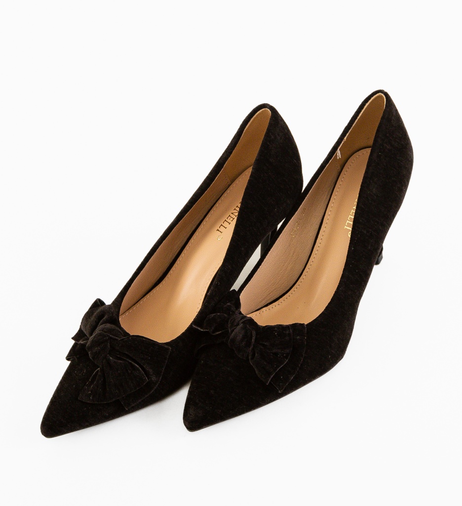 Pantofi Dama Vynel Negri cu Toc Eleganți - imagine 5