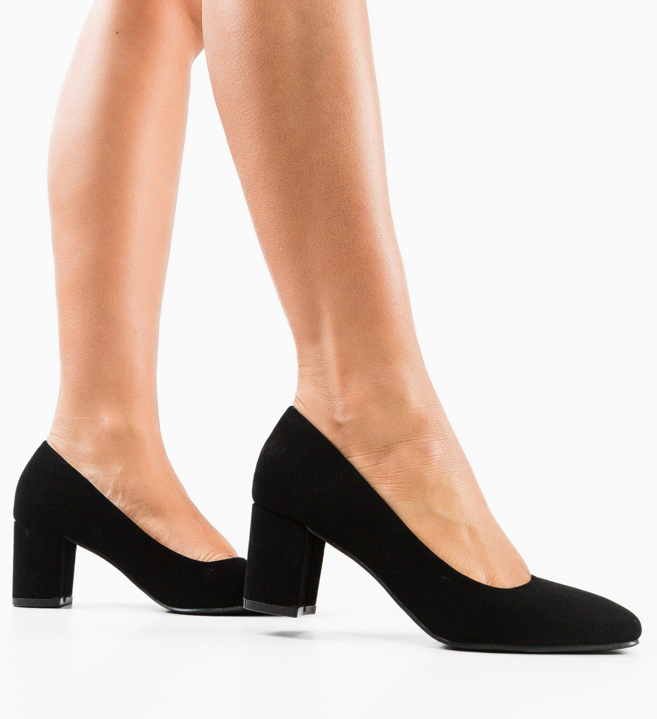 Pantofi dama Hooper Negri cu Toc Stilat