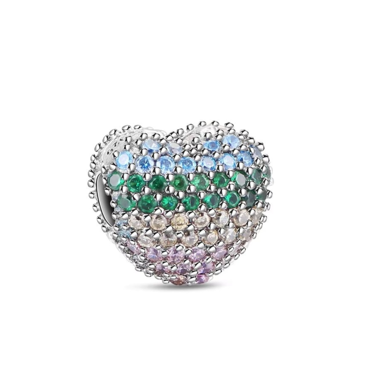 Charm Argint Delis Inima Placat Rodiu