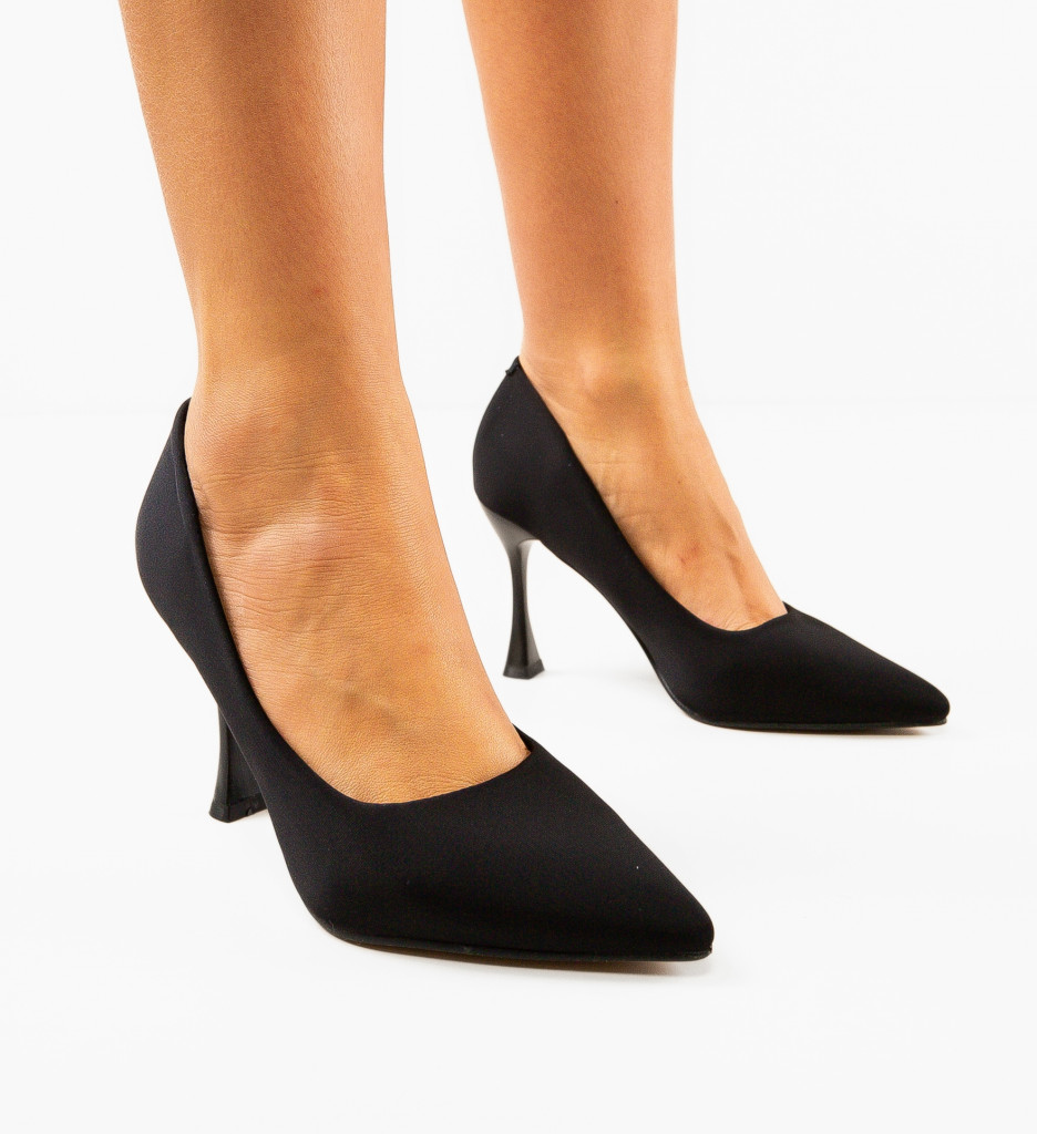 Pantofi dama Kilor negri cu toc eleganți - imagine 3