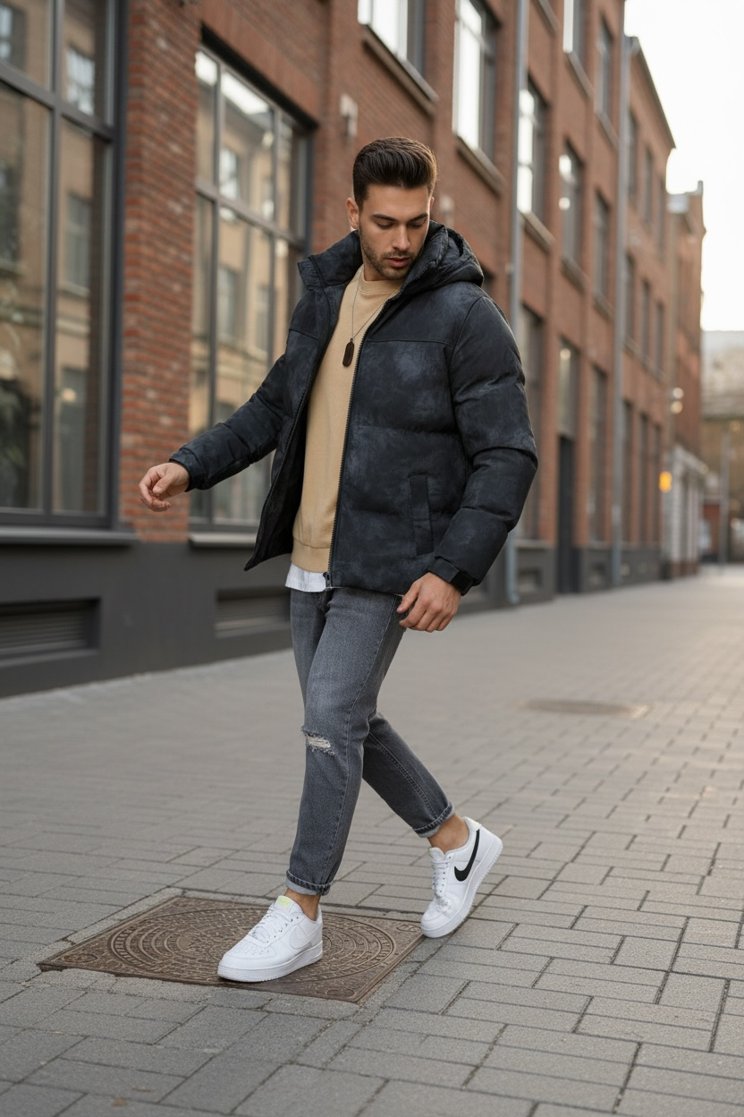 Geacă Barbati Iarnă Neagră Slim Fit | Model Nou