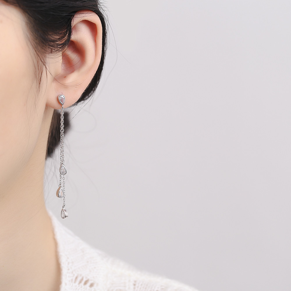 Cercei Argint Delis Picatura Rhodium - imagine 2