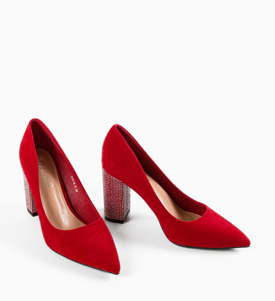 Pantofi Dama Evely Rosii cu Toc Eleganți - imagine 7
