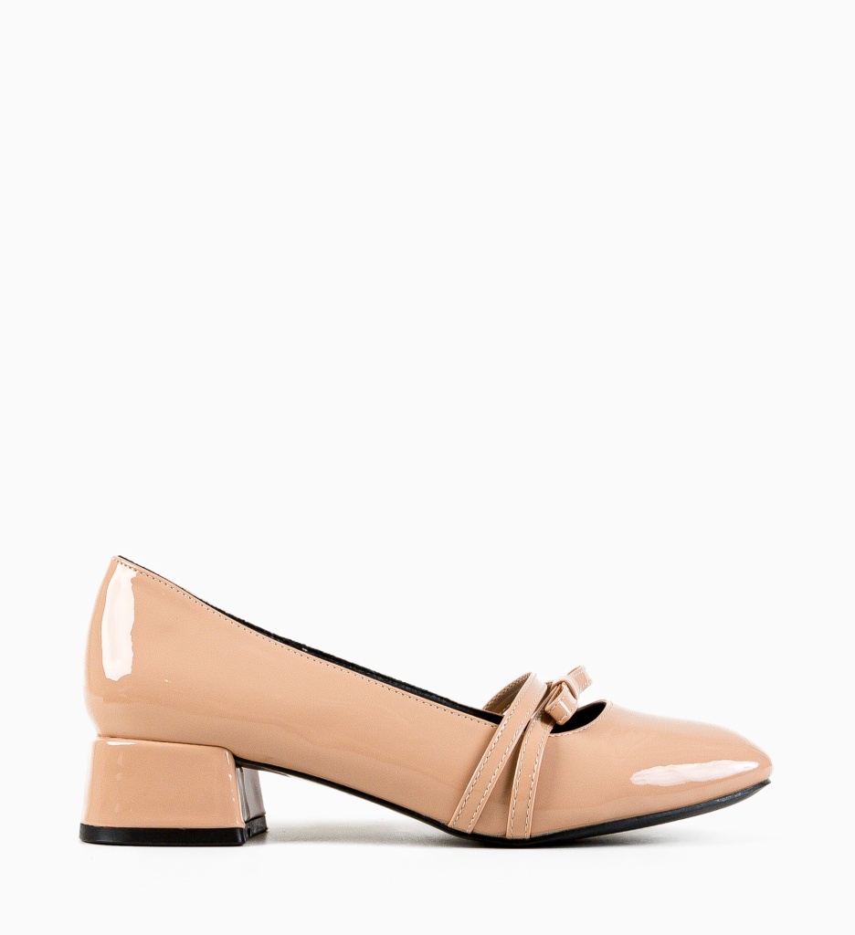 Pantofi dama Tospe Bej cu toc elegant - imagine 5