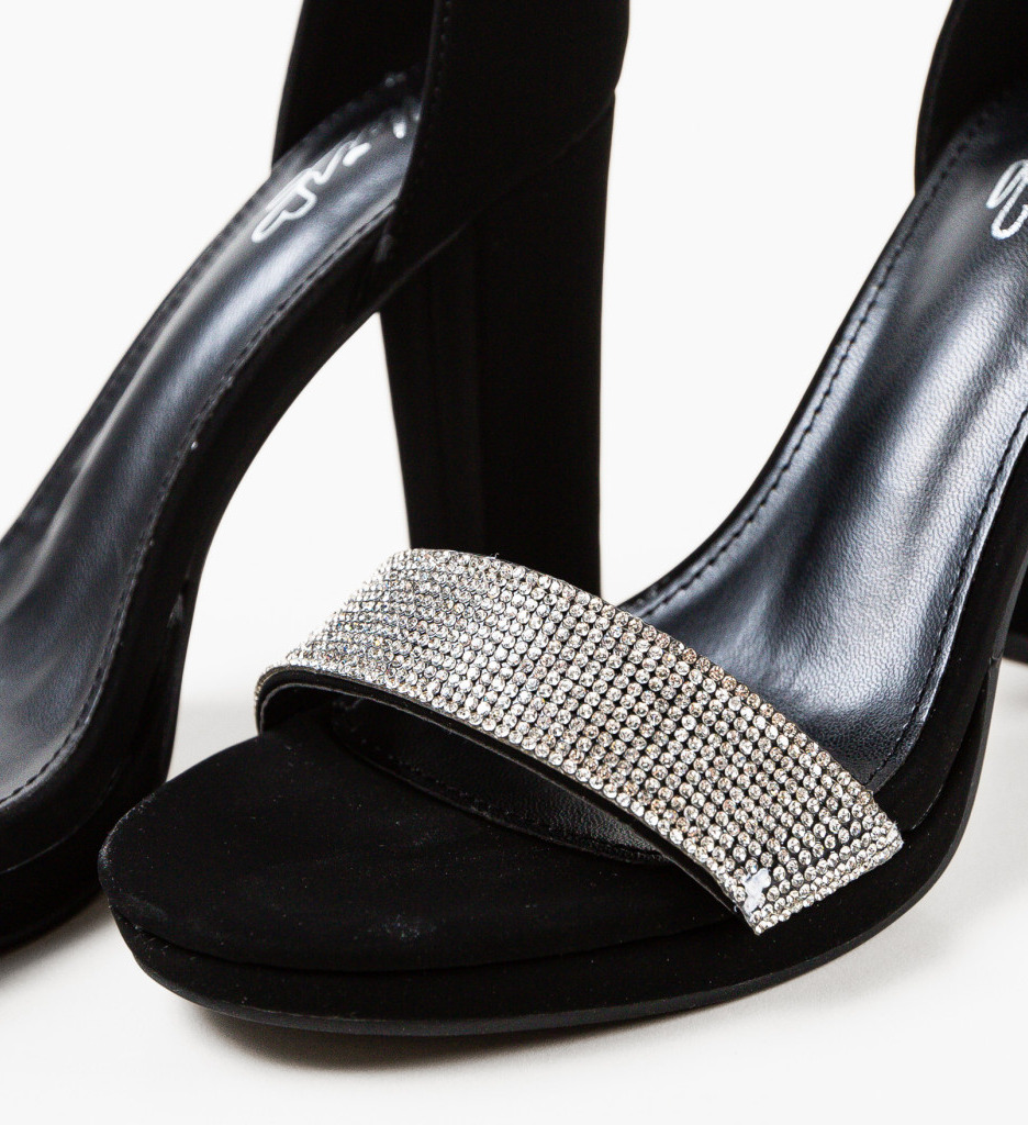 Sandale Tloy Negre cu Toc Elegant - imagine 6