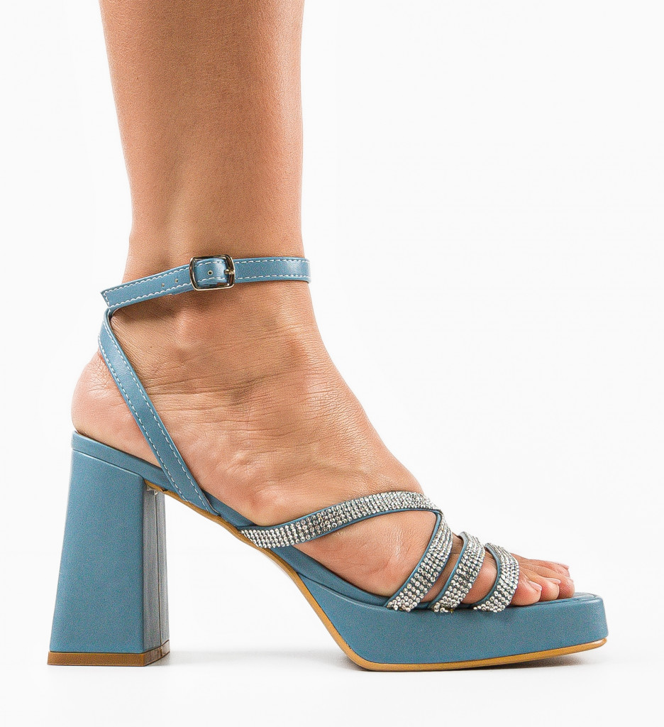 Sandale cu Toc Shohre Albastre Elegante - imagine 5