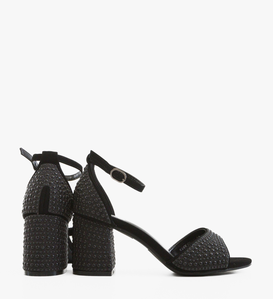Sandale dama Chanelle Negre cu toc elegant - imagine 3