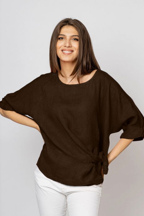 Bluza Shopika din In cu Nod Talie