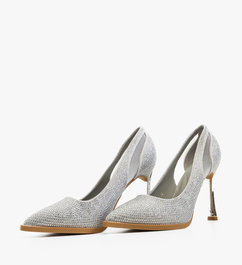 Pantofi Dama Bomb Argintii Eleganți - imagine 5
