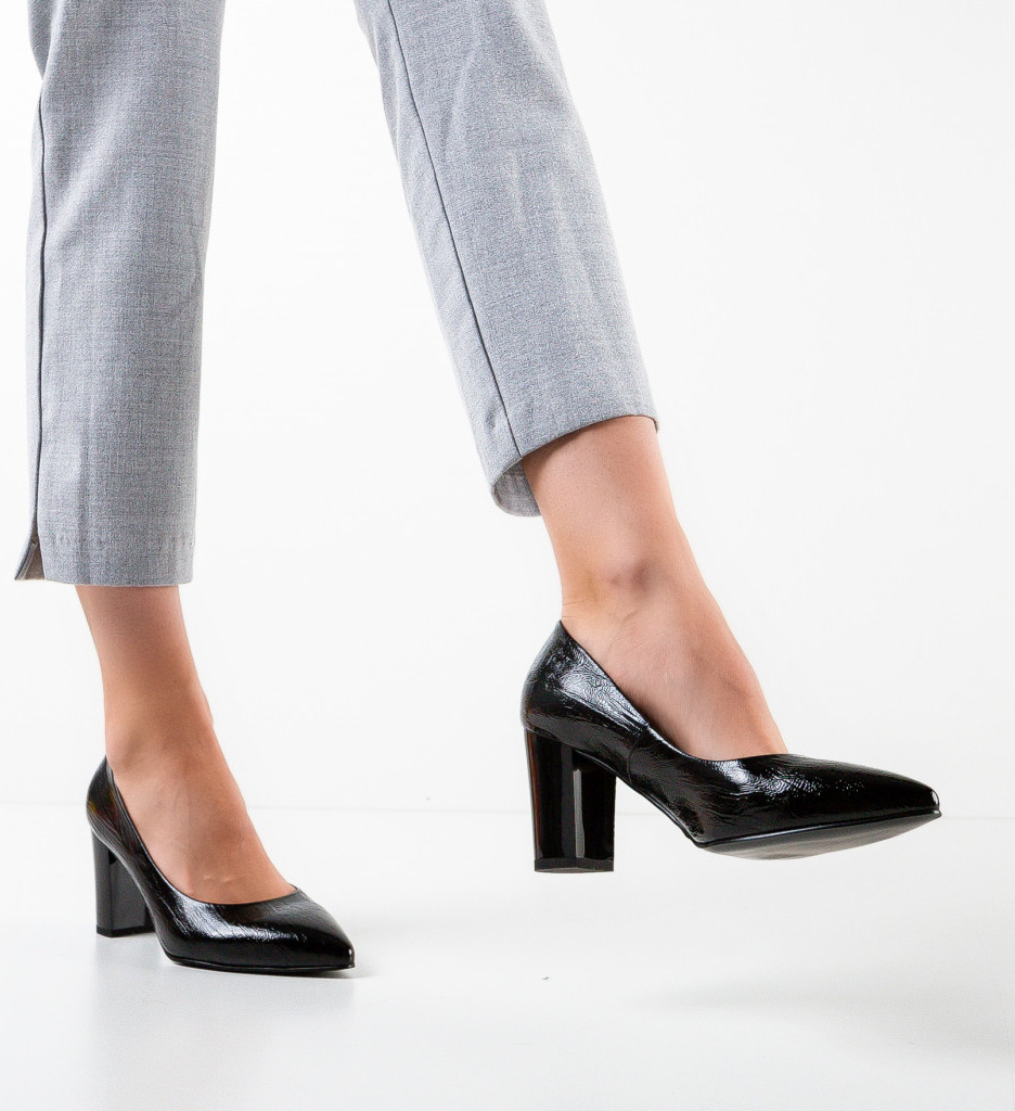 Pantofi Dama Stevenson Negri cu Toc Eleganți - imagine 4