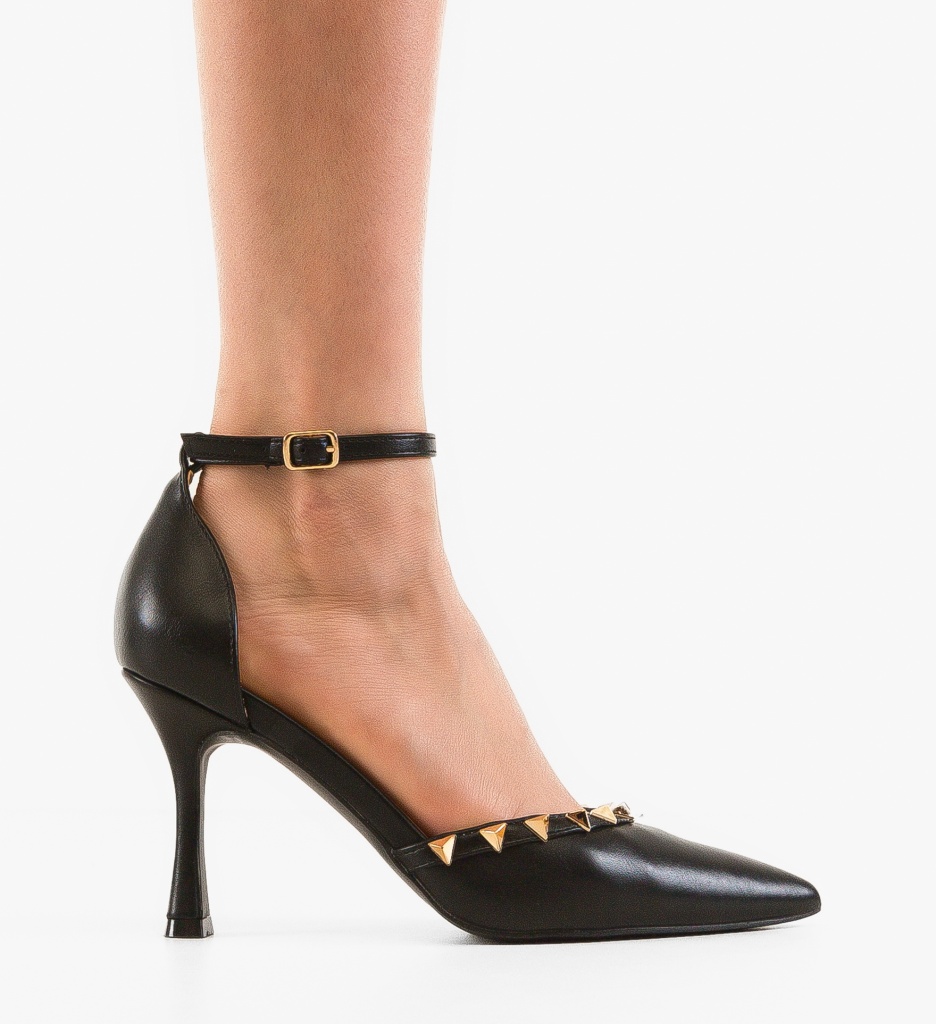 Pantofi Dama Bashe Negri cu Toc Eleganți - imagine 6
