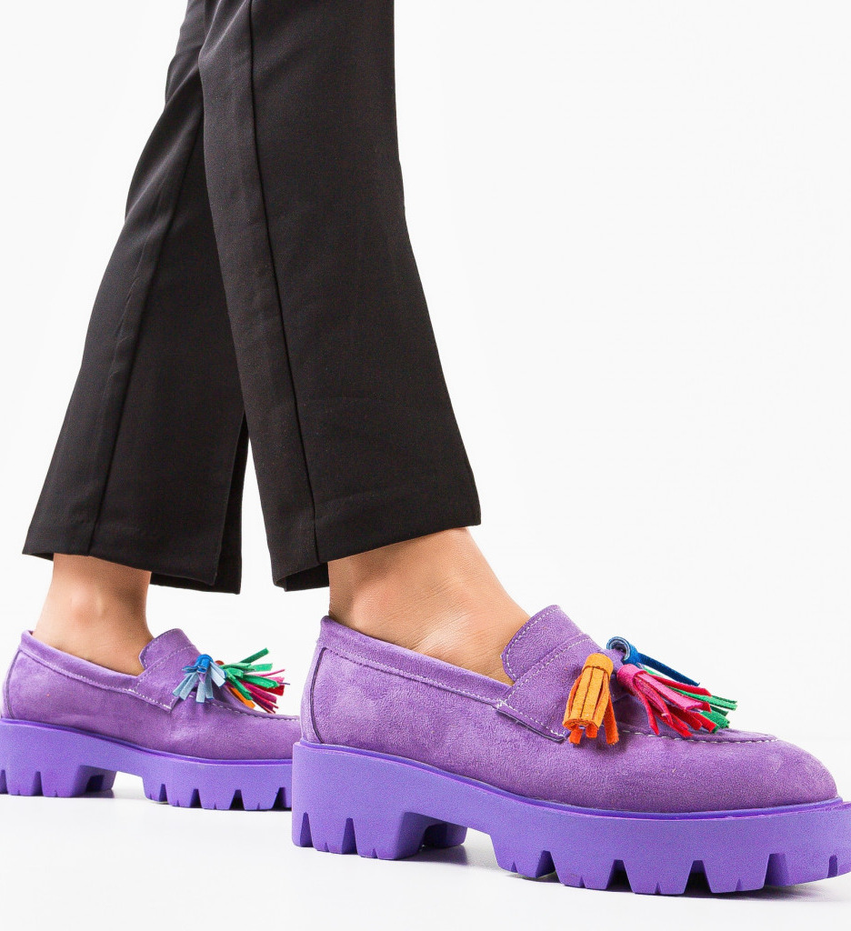 Pantofi Casual Dama Mov Kuciure - Stil Confort - imagine 2