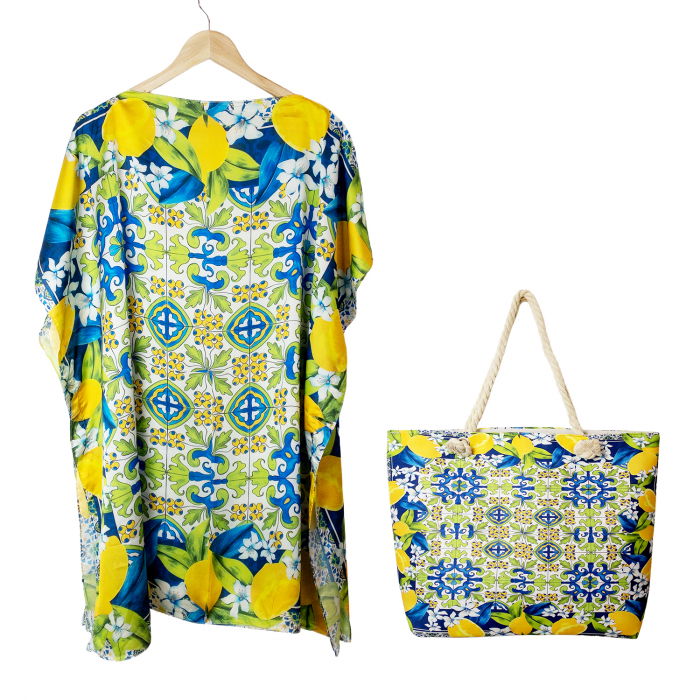 Set Rochie Poncho Mătase + Geantă Vară