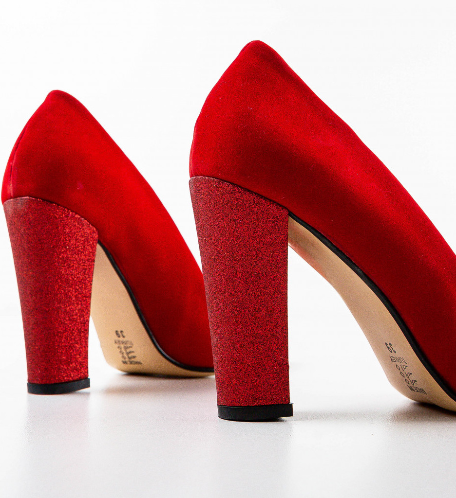 Pantofi Santer Rosii Eleganți cu Toc - imagine 8