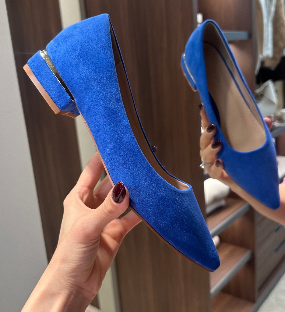 Pantofi Dama Albastri cu Toc Eleganți - imagine 3
