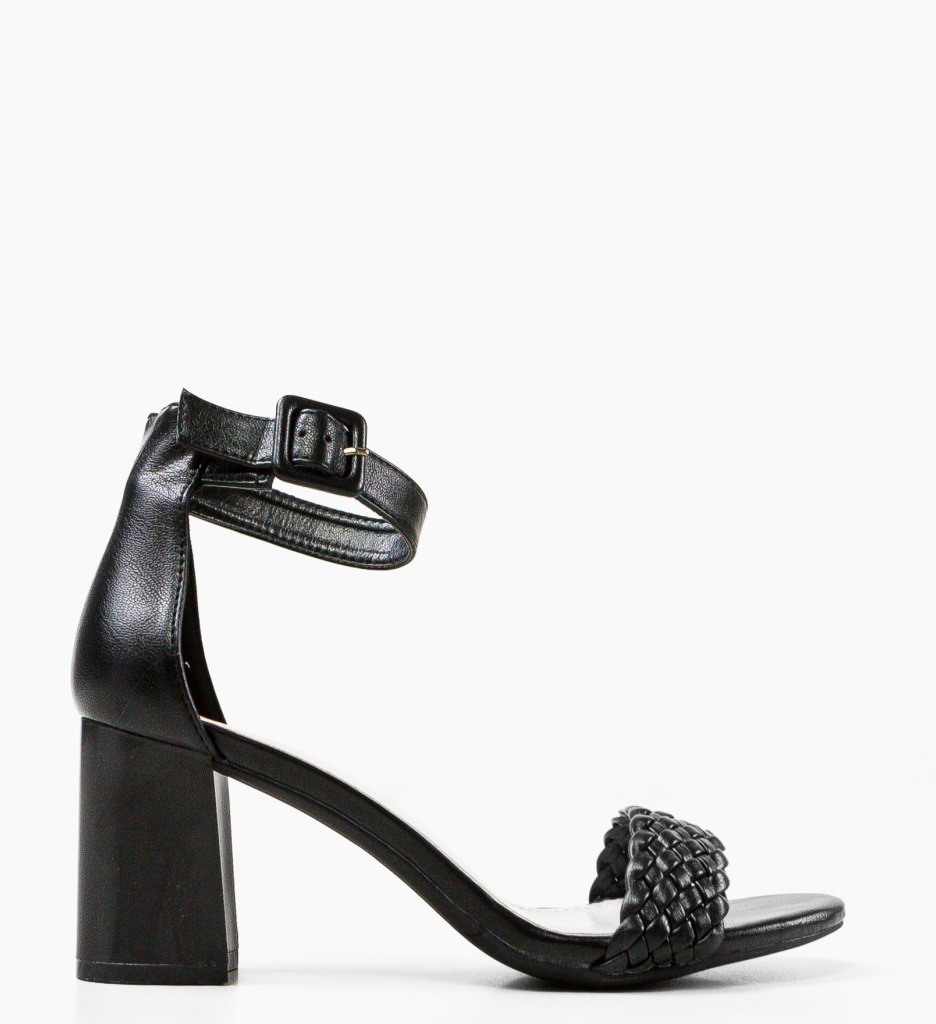 Sandale Polish Negre cu Toc Elegant - imagine 5