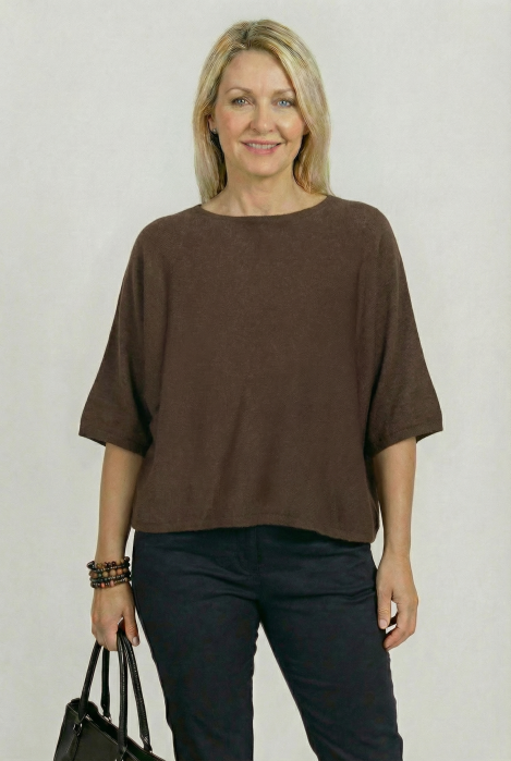 Pulover Versatil Maneca Fluture Maro | Shopika - imagine 2