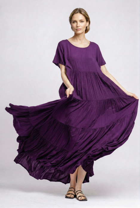 Rochie mov Shopika cu 4 volane - Eleganță universală - imagine 2