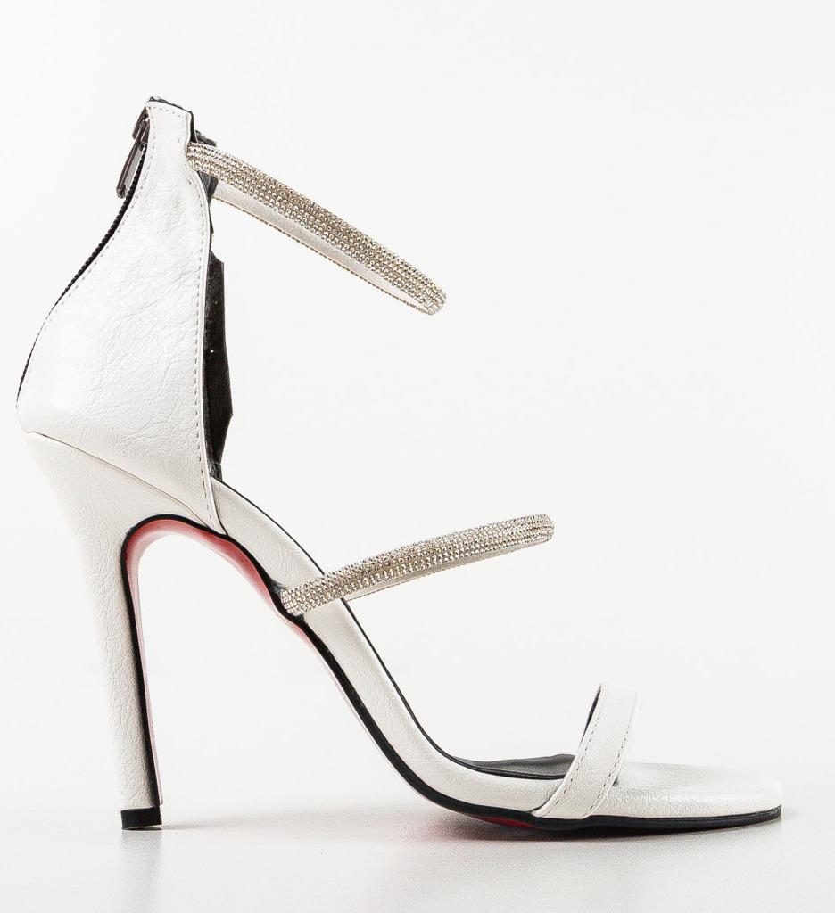 Sandale cu Toc Cazak Albe | Eleganță Modernă - imagine 4