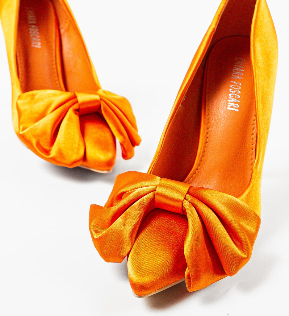 Pantofi Searle Portocalii cu Toc Eleganți - imagine 6