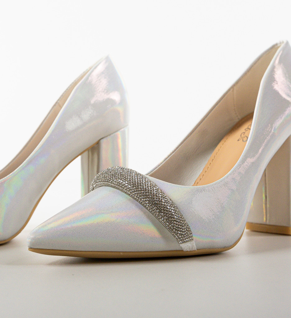 Pantofi Dama Albi Eleganți cu Toc | Stil Refined - imagine 7