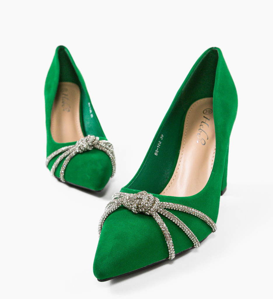 Pantofi dama Baylor Verzi eleganți cu toc
