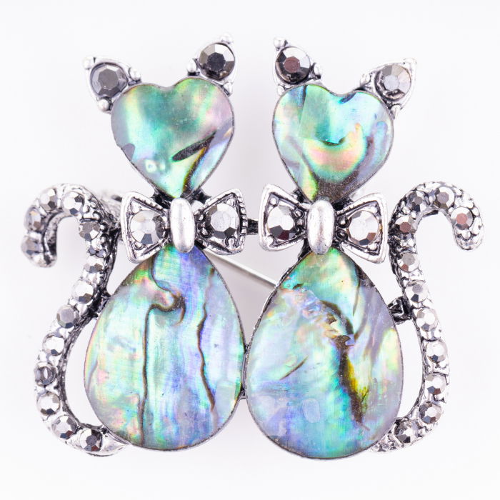 Brosă Pisici Paua Shell - Cadou Elegantic Shopika