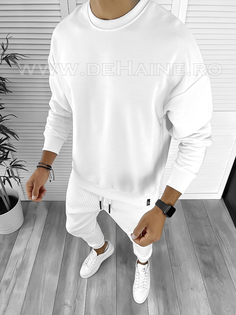 Hanorac Barbati Alb Slim Fit Casual | K108